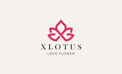 Logo Abstract Lotus or Tulip Flower With Letter X. Nature, Feminine and Beauty Colourful Creative Template. Modern and Minimalist Concept