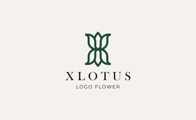 Logo Abstract Lotus or Tulip Flower With Letter X. Nature, Feminine and Beauty Colourful Creative Template. Modern and Minimalist Concept