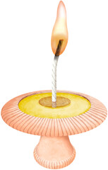 Watercolor Pottery Candle Light