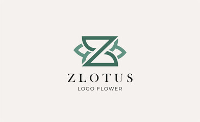 Logo Abstract Lotus or Tulip Flower With Letter Z. Nature, Feminine and Beauty Colourful Creative Template. Modern and Minimalist Concept