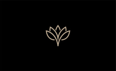 Luxury Logo Lotus or Tulip Flower With Letter V. Nature, Feminine and Beauty with Gold Colour Creative Template. Glamour, Modern and Minimalist Concept