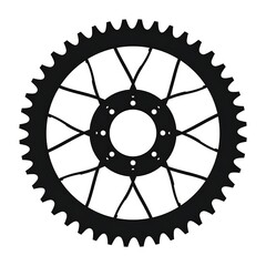 Obraz premium A black silhouette of a circular toothed gear, with spokes and a hub