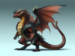 Fearsome Elder Dragon of Chaos in Full-Body Artwork with Dramatic Wings and Features