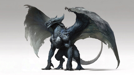 Fearsome Elder Dragon in Chaotic Landscape, Full Body, Fantasy Art Illustration