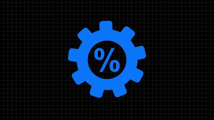 Blue Gear with Percent Icon Animation - Powered by Adobe