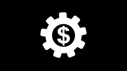 Animated gear icon with a dollar sign on the background, representing business, finance, productivity, and financial settings - Powered by Adobe