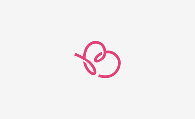 Abstract Logo Line Letter B and Butterfly with Pink Colourful. Feminine, Modern and Minimalist Concept