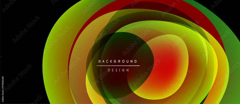 Wall mural abstract layers create tunnel illusion. vibrant colors blend, forming dynamic visual effect. modern 