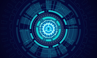 Futuristic Cybersecurity Background with Digital Lock and Data Protection Technology.