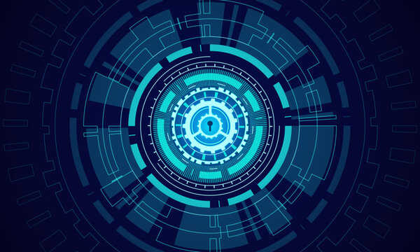 Futuristic Cybersecurity Background with Digital Lock and Data Protection Technology.