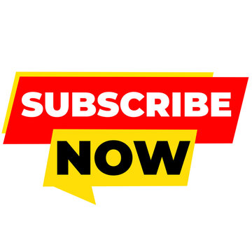 SUBSCRIBE Now png, red colour icon, membership concept tag, newsletter idea mark, transparent flat design