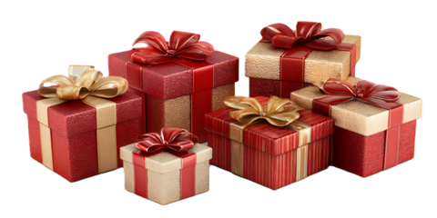 Collection of vintagestyle christmas ornaments in pastel colors, hanging by golden strings, isolated on transparent background