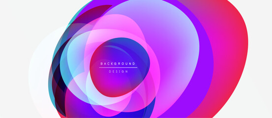 Abstract colorful circles overlap, creating dynamic visual effect. Modern design elements suggest technology, innovation. Background features text background, design.