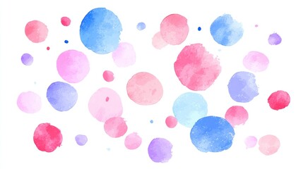 Watercolor circles on white background abstract decorative elements