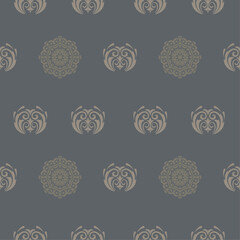 Classical Luxury Damask Design Pattern in Charcoal Gray Blue Fabric