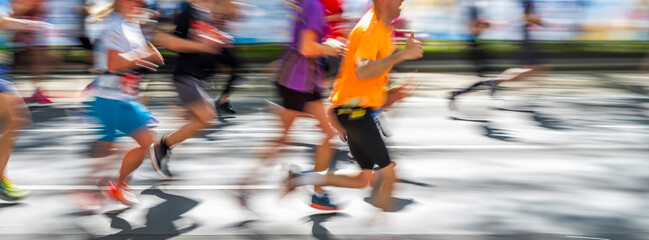 marathon runners in the city
