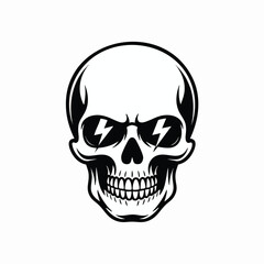 Fototapeta premium Skull cartoon Wearing sunglasses with lightning bolts on the lenses