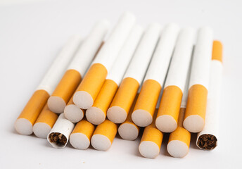 Cigarette, roll tobacco in paper with filter tube, No smoking.