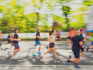 marathon runners in the city