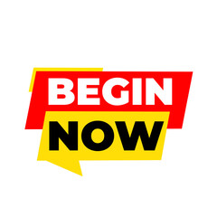 BEGIN Now png, red colour symbol, motivation concept tag, fresh start idea, clean creative layout