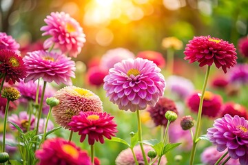 Obraz premium Field of flowers with pink and purple flowers