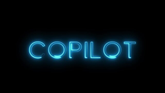 Copilot text animation background. Neon glowing text animation.
