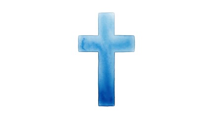 Obraz premium Blue Cross Symbol of Faith and Spirituality on White Background.