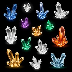 Colorful Crystal Clusters - A Collection of Gemstone Illustrations.