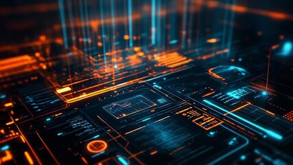 Digital interface displaying data and futuristic network connection - Powered by Adobe