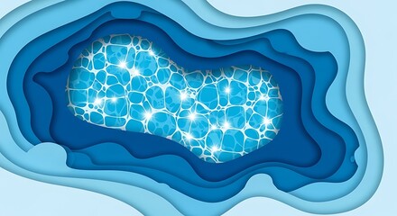 Abstract layers of blue water surface with light reflections creating a serene and dynamic visual effect