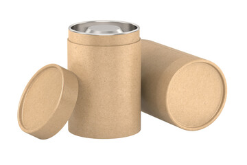 Kraft paper tube on white background. Isolated 3D illustration