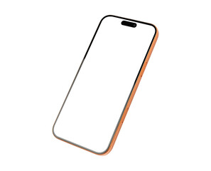 Modern smartphone mockup with blank screen isolated on trasparent PNG.	