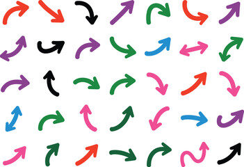 Fototapeta premium Diverse colorful arrows showing multiple directions for navigation and instruction guidance