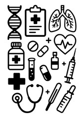 Medical health pharmacy silhouettes icons