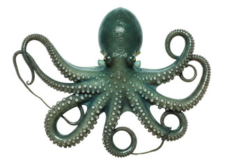 Isolated Octopus sea animal with curled tentacles on a plain background, underwater life