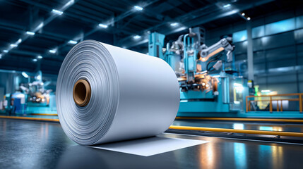 Paper roll in a factory setting