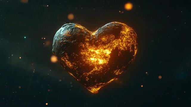 A heart-shaped object floating in space