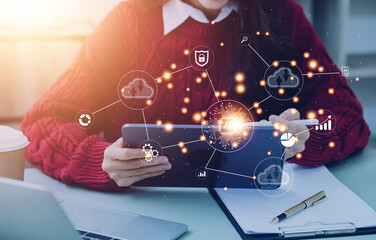 Digital transformation technology strategy, IoT, internet of things. transformation of ideas and the adoption of technology in business in the digital age, enhancing global business capabilities. Ai