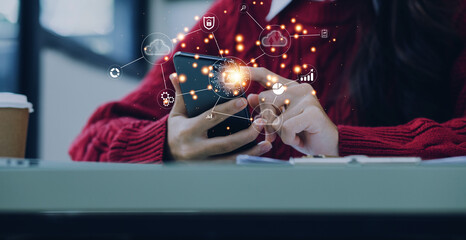 Digital transformation technology strategy, IoT, internet of things. transformation of ideas and the adoption of technology in business in the digital age, enhancing global business capabilities. Ai