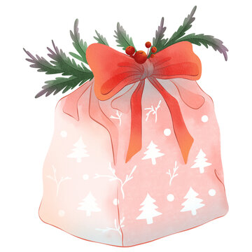 Gift Merry Christmas Watercolor Clipart