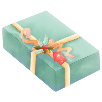 Gift Merry Christmas Watercolor Clipart