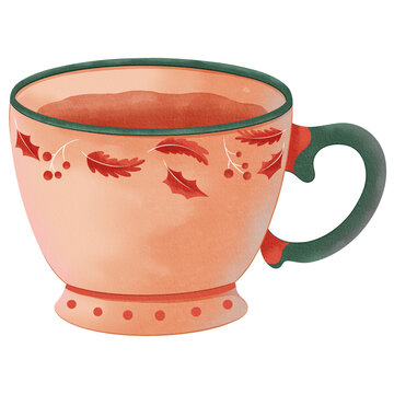 Mug Tea Merry Christmas Watercolor Clipart