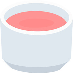 오미자차가 담긴 도자기 컵 일러스트. 한국 전통차 일러스트. Png