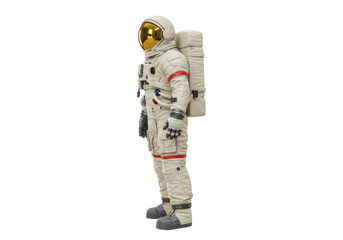 Astronaut in a spacesuit isolated on transparent PNG, full body shot of a cosmonaut with golden visor for space exploration and science fiction © Nicolas