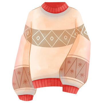 Sweater Merry Christmas Watercolor Clipart