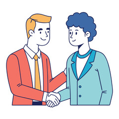 Fototapeta premium Two Businessmen Shaking Hands in Agreement