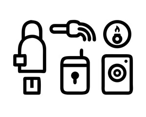 Outline icons of cleaning and sanitation equipment