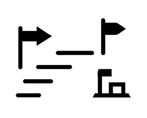 Illustration of steps, arrows, and flags