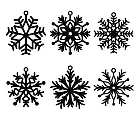 set of snowflake diy ornament template