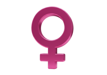 Shiny pink female gender symbol isolated PNG, feminism and women s health concept for graphic design and social media use